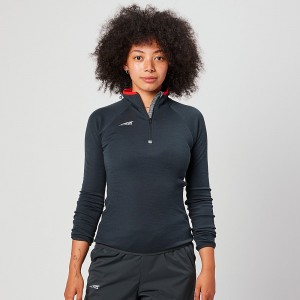 Altra CORE MERINO WOOL 1/2 ZIP Topjes Dames Zwart | Belgie AL5294D71