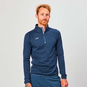 Altra CORE MERINO WOOL 1/2 ZIP Topjes Heren Donkerblauw | Belgie AL1807K39