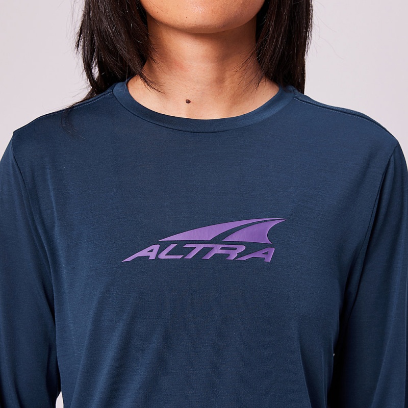 Altra EVERYDAY PERFORMANCE LONG SLEEVE T-Shirt Dames Donkerblauw | Belgie AL0219N23