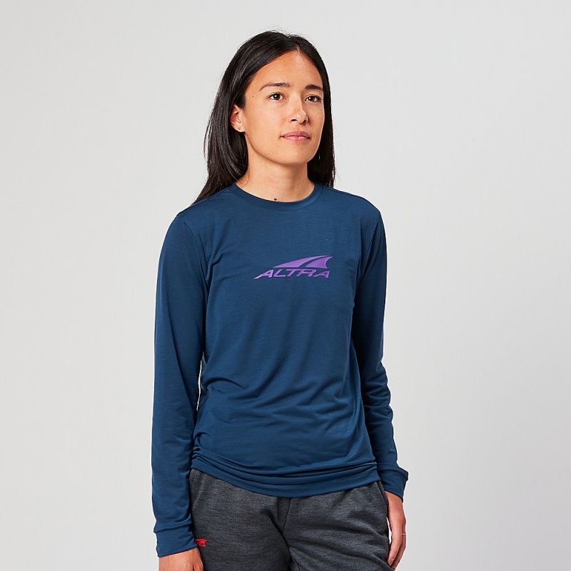 Altra EVERYDAY PERFORMANCE LONG SLEEVE T-Shirt Dames Donkerblauw | Belgie AL0219N23