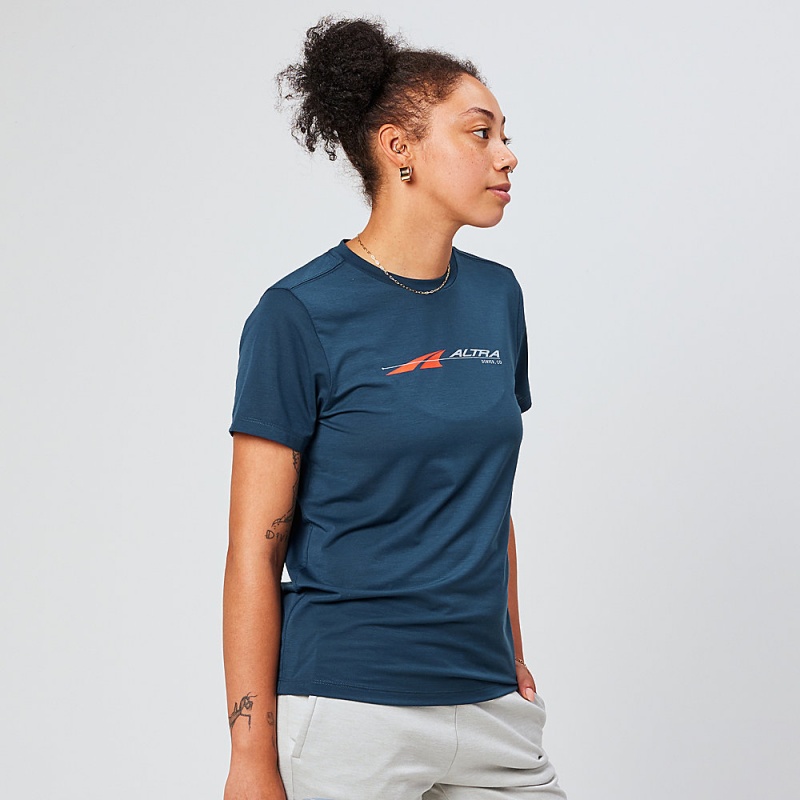 Altra EVERYDAY PERFORMANCE SHORT SLEEVE T-Shirt Dames Donkerblauw | Belgie AL2018C72