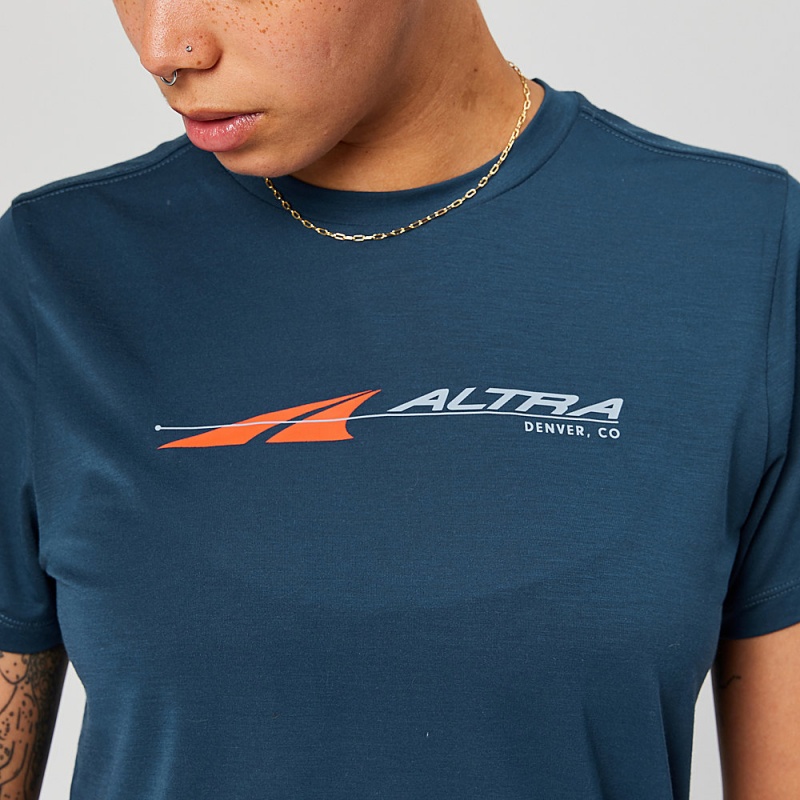 Altra EVERYDAY PERFORMANCE SHORT SLEEVE T-Shirt Dames Donkerblauw | Belgie AL2018C72