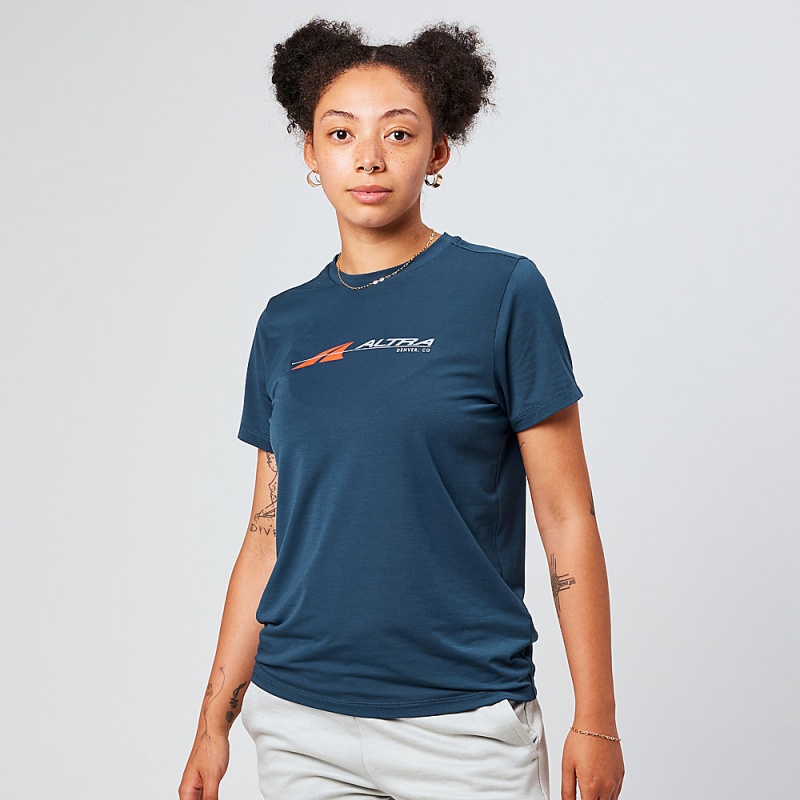 Altra EVERYDAY PERFORMANCE SHORT SLEEVE T-Shirt Dames Donkerblauw | Belgie AL2018C72