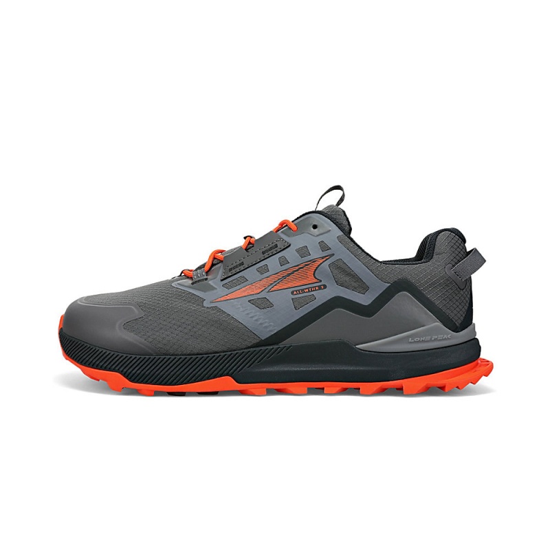 Altra LONE PEAK ALL-WTHR LOW 2 Trail Schoenen Heren Grijs Oranje | Belgie AL3475Z12